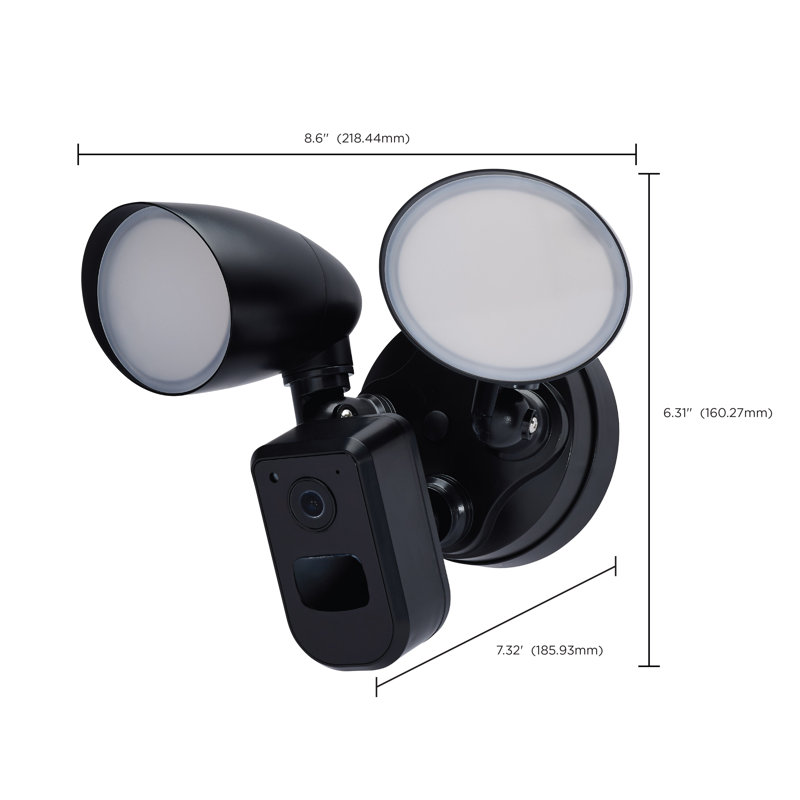 20W Bullet Outdoor SMART Security Light with Camera Starfish Enabled 3K/4K/5K CCT Selectable, Black