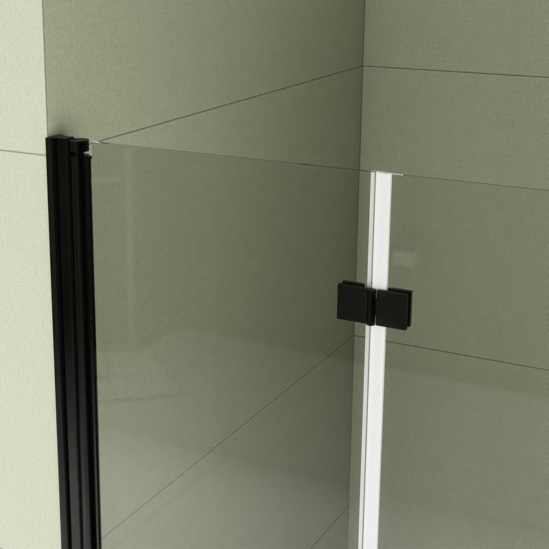 Porte de douche pliante sans cadre 34 "x 72", Noir mat