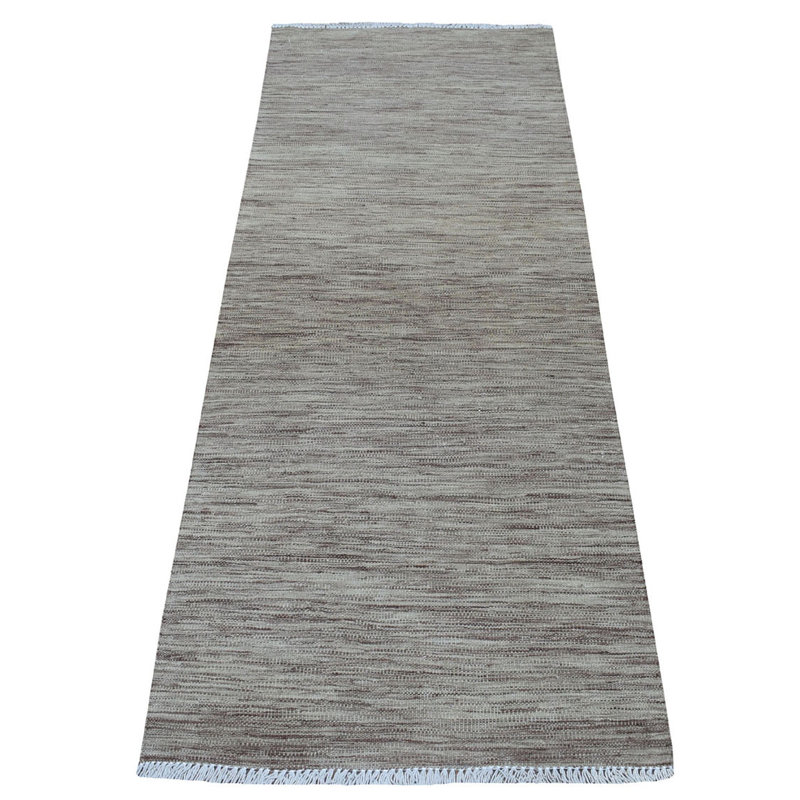Tapis de zone en laine noué la 2 pi 6 po x 6 pi 5 po one-of-kind-brun mains Monango