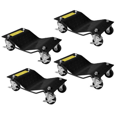 Vehicle Wheel Dolly Set, 2 Pairs Powder Coated Steel Car Moving Dolly With Lockable Brakes, 1500 LBS Single Unit Load Capacity Shifter Dolly For Car, Motorcycle, Trailer And Boat In Garage Workshop