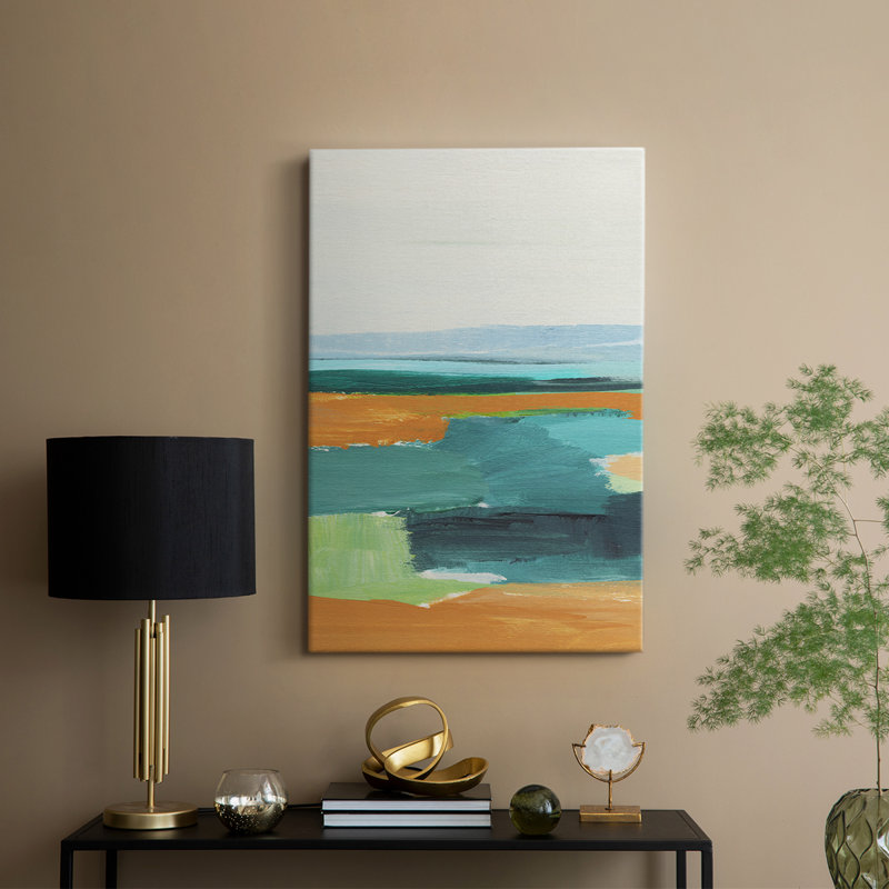 Turquoise et orange I - galerie Cavas sur mesure, H 27 po x l 18 po