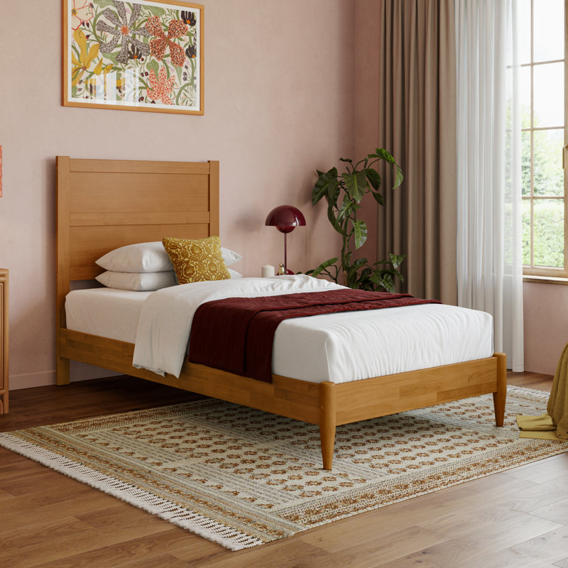 Lit plateforme Aveline, Très grand simple, Caramel clair