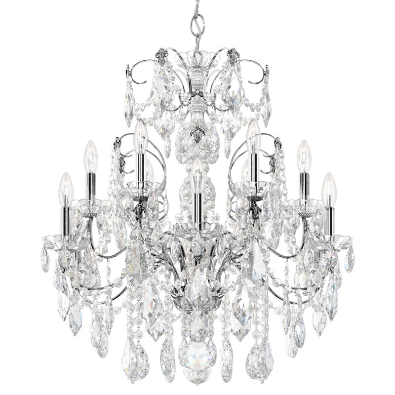 Century 12 - Light Glass Chandelier, Polished Silver