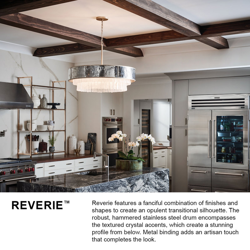 Reverie 8 - Light Unique Drum Chandelier, 26" H x 36" W x 36" D
