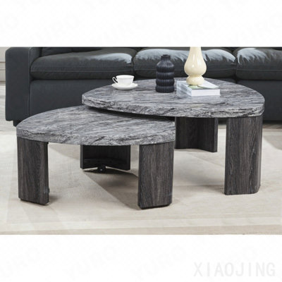 Ensemble de 2 tables basses gigognes Granite Grey