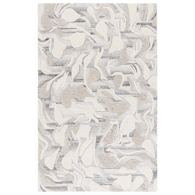 Graciella 740 Hand Tufted Wool/Cotton Abstract Indoor Use Only Rug in Gray/Ivory