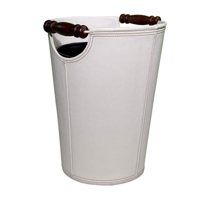 Ivory Wood Leather Bin