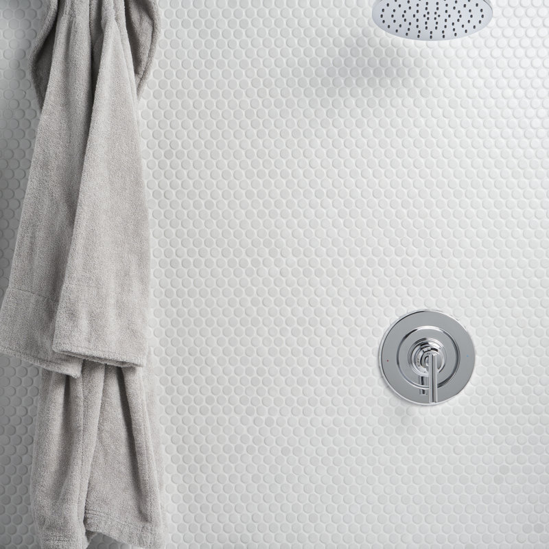 Bliss 11.49'' W x 12.32'' L Ceramic Penny Round Mosaic Floor and Wall Tile, Matte White