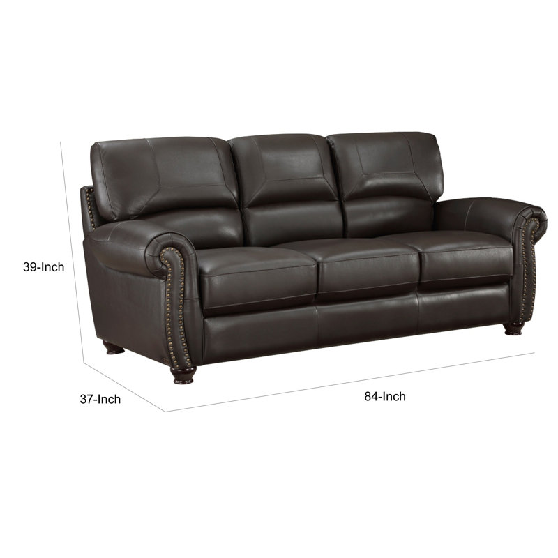 Adenn 84'' Faux Leather Sofa, Brown Faux Leather