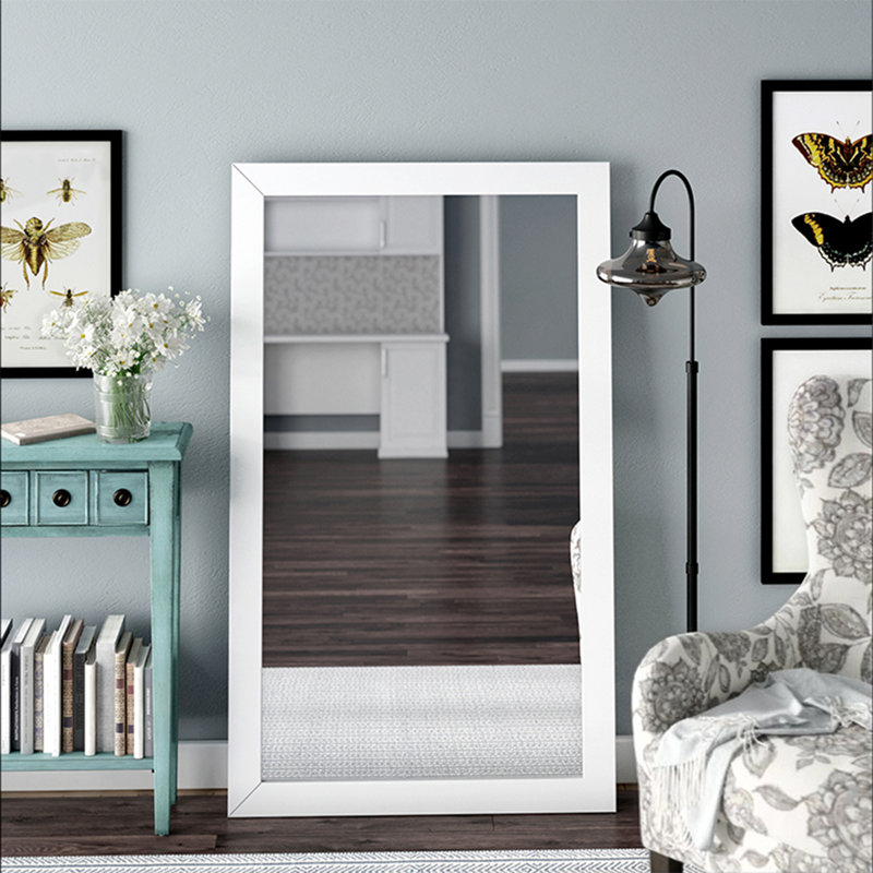 Wood Flat Mirror, 61" H x 31.5" W, Satin White
