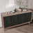 Mid-Century 60" Sideboard Buffet Cabinet With Solid Wood Legs, Credenza With 4 Diamond Doors And 2 Shelves, Console Table For Living Room And Hallway | Gift Idea