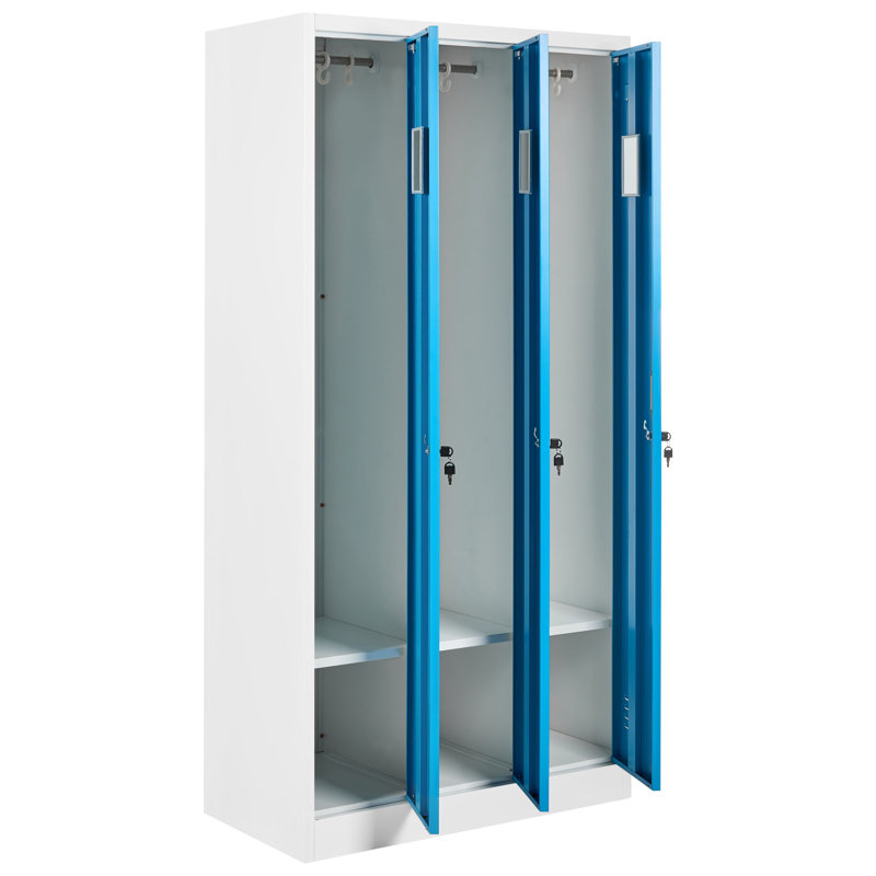 ATHLETE Steel 1 - Tier 90cm Gym Locker with Lock Bar, White/Blue