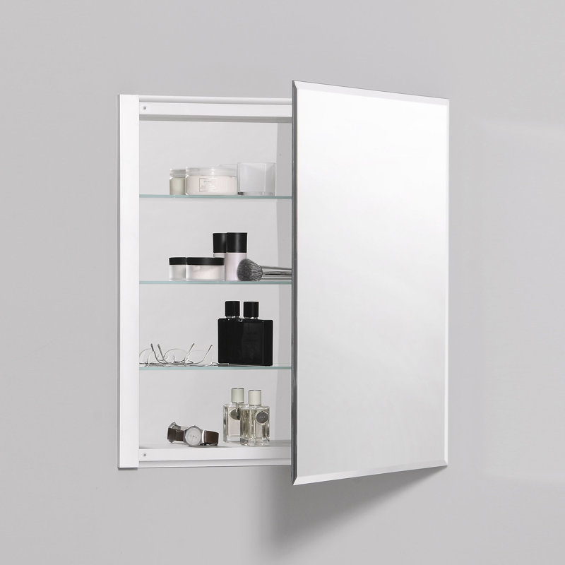 R3 Series Recessed or Surface Mount Frameless Medicine Cabinet with 3 Adjustable Shelves, 26"H x 24"W x 4"D, Beveled edge