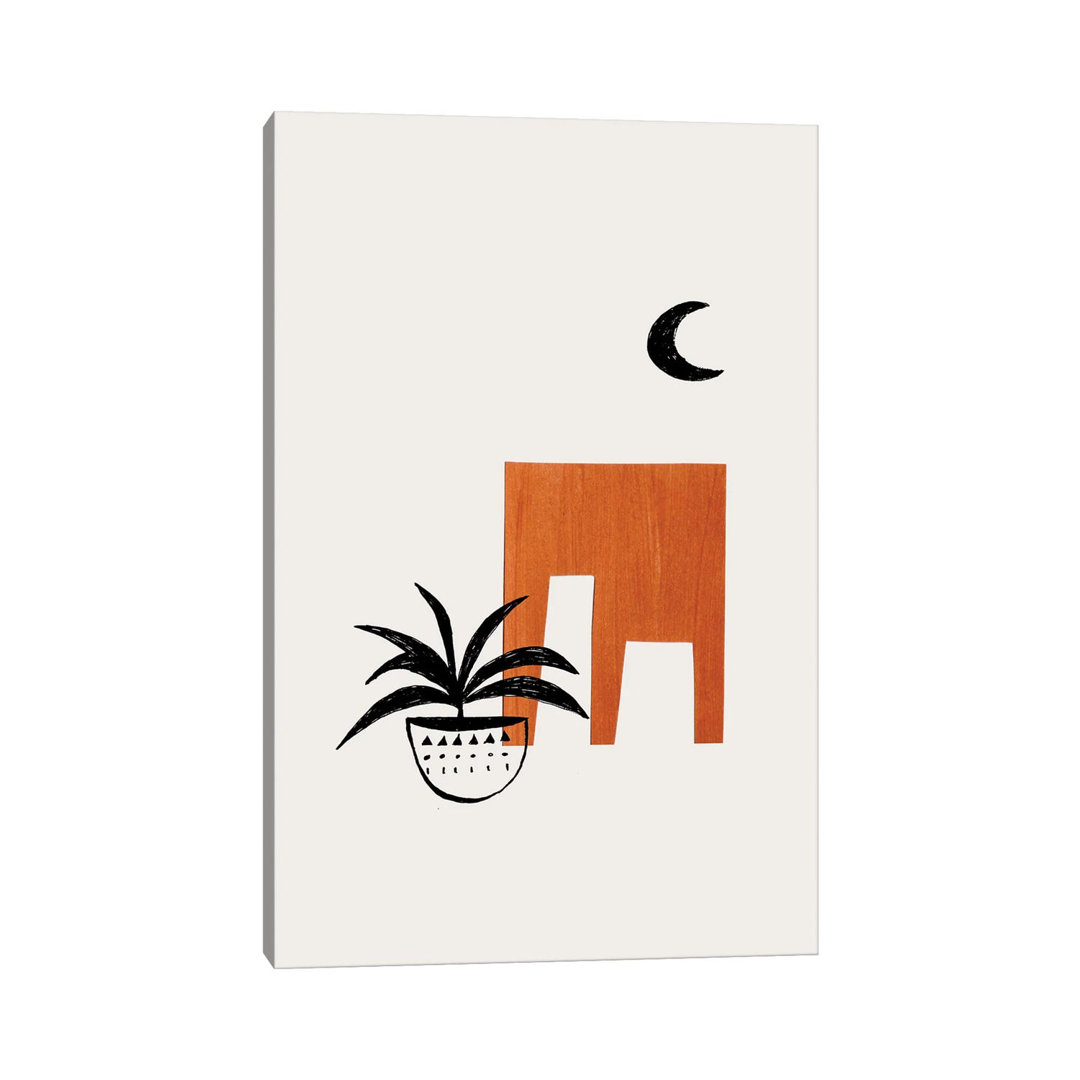 Midcentury House Plant by EnShape - Wrapped Canvas Print