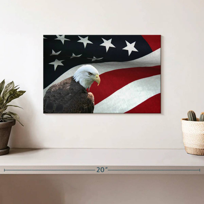 Brampt US Flag And The Bald Eagle, 8" H x 12" W
