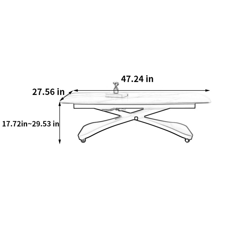 Table basse en pierre de luxe italienne, H 29,53 po x L 47,24 po x l 27,56 po