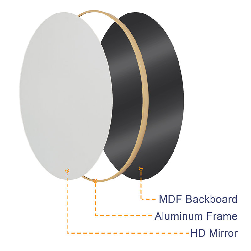 Aluminium Framed Wall Mounted Mirror, Black, 28" x 28"