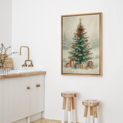 Élégante décoration d'arbre de Noël, cadeau d'hiver, scène de vacances encadrée, reproduction d'art sur toile
