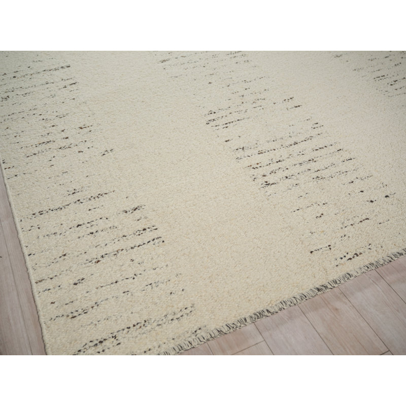 Sunstone flatweave Wool Ivory/Black Area Rug, 8'X10'