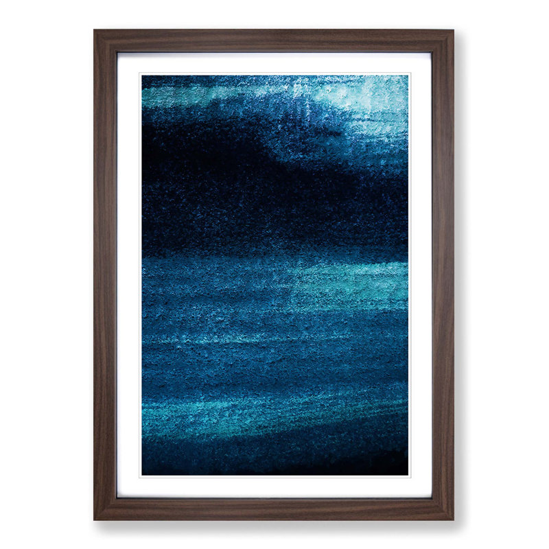 Midnight Blue in Abstract - Picture Frame Graphic Art Print on MDF, Walnut Framed, 65cm H x 48cm W x 2cm D