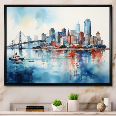 " Golden Gate San Francisco Cityview Watercolor I "