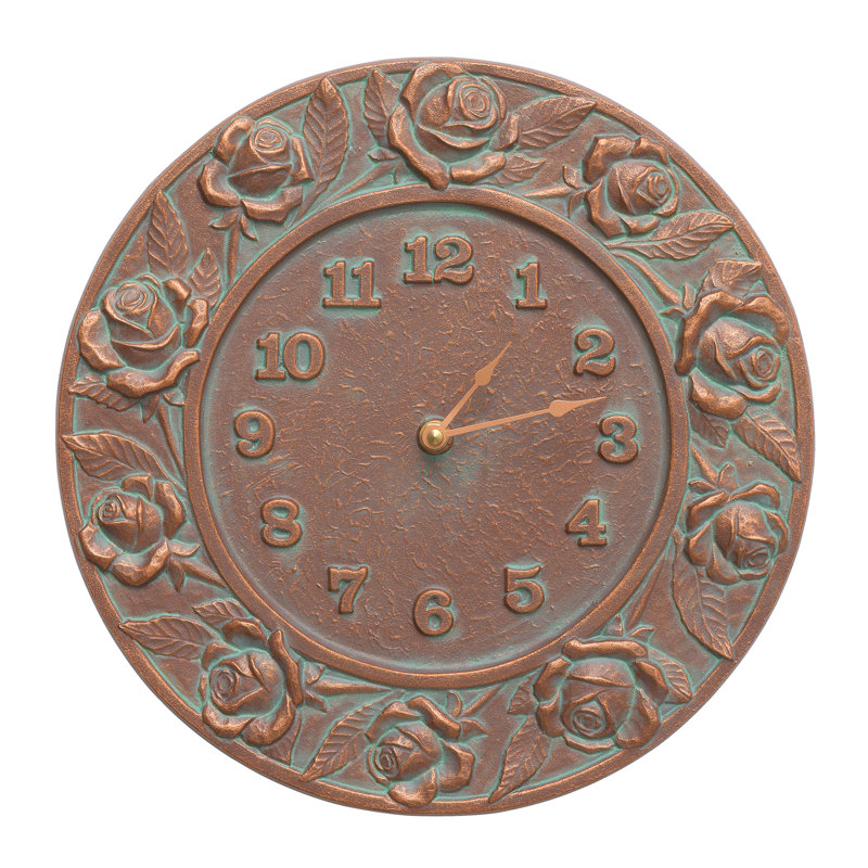 Rose Wall Clock, Copper Verdi