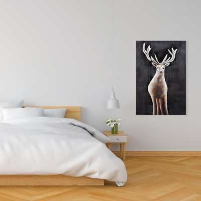 Lonely Deer - Art mural sur toile rustique pour la décoration intérieure
