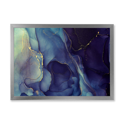Blue Tender Liquid Ink Art - Painting on Canvas