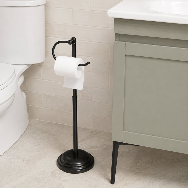 Porte-papier hygiénique sur pied, Bronze huilé