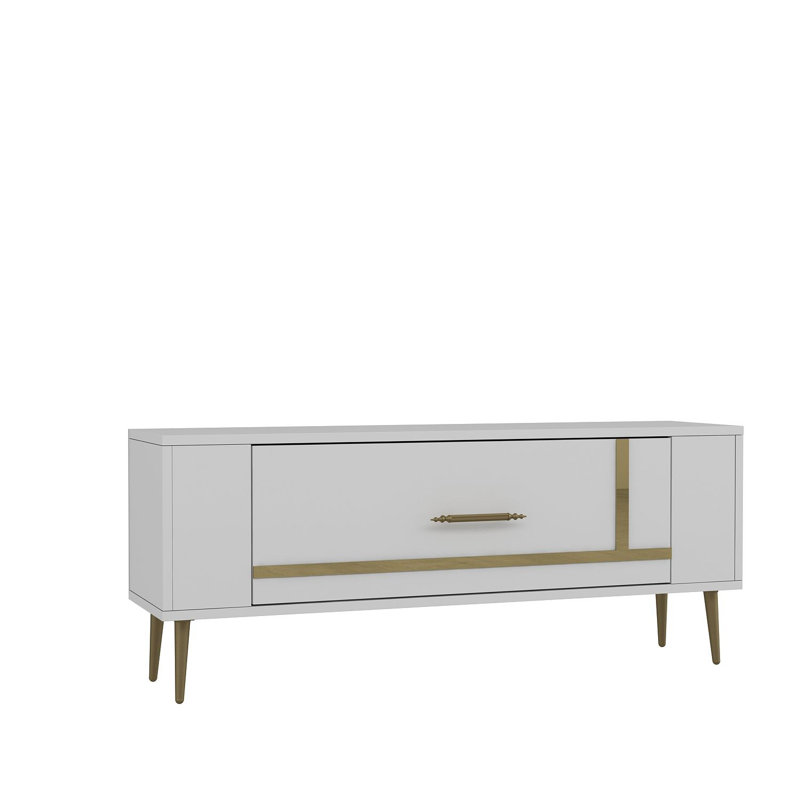 Olivia Unfinished TV Stand, 120cm, White/Gold