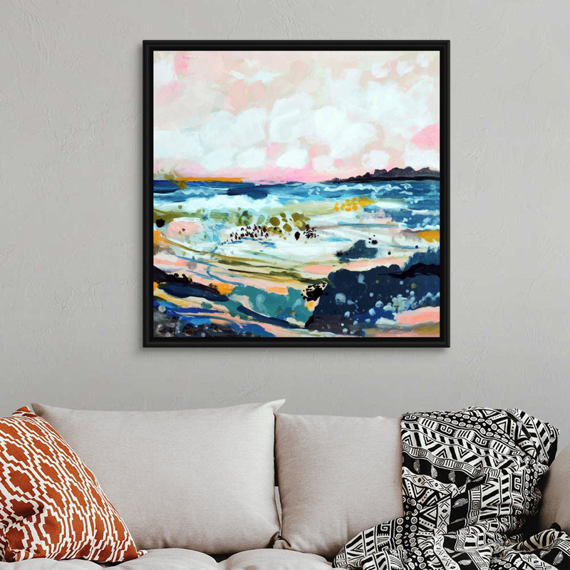 «Surfscape IV» par Karen Fields - reproduction d'art, Toile avec cadre noir, H 38 po x l 38 po x P 1,75 po