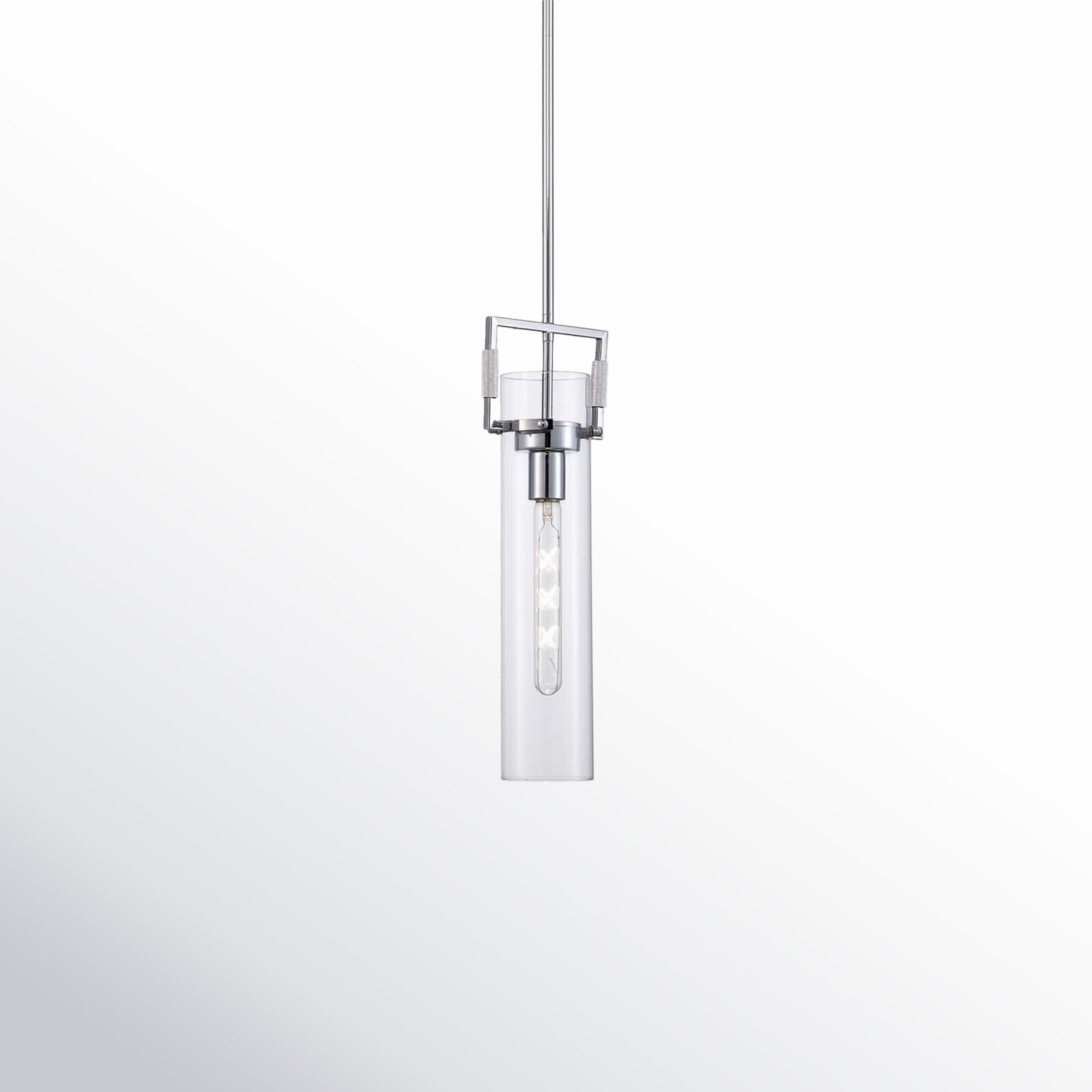 Mirabelle Single Light Glass Dimmable Pendant, Polished Chrome