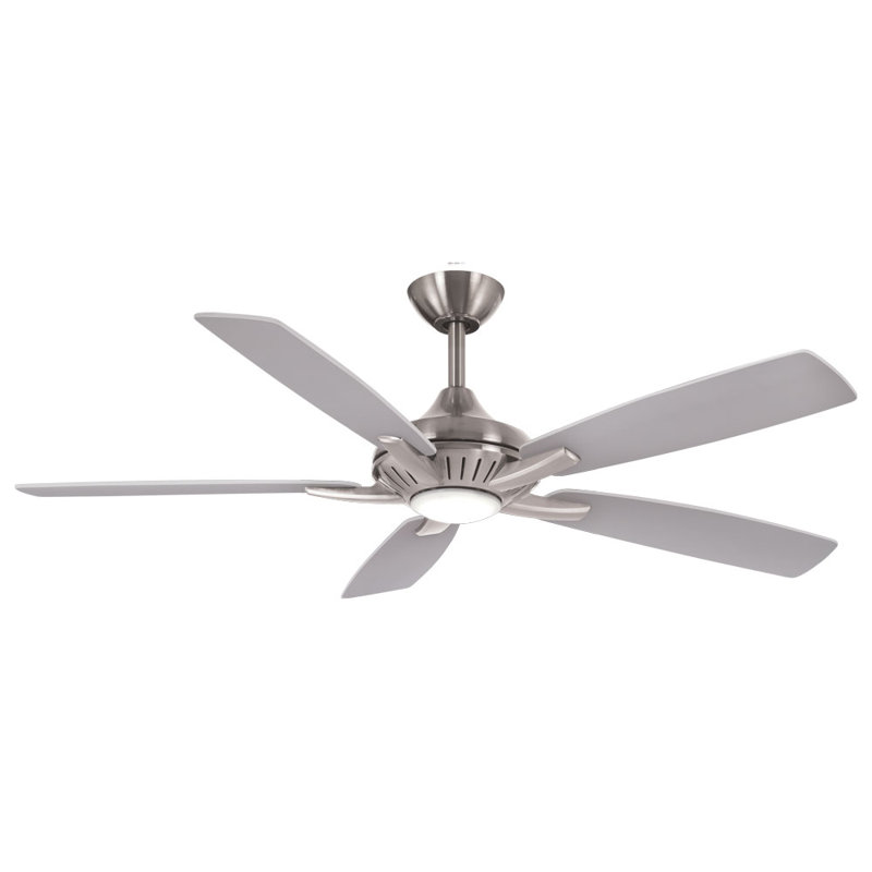 52" Dyno 5 - Blade Standard Ceiling Fan with Remote Control and Light Kit Included, Brushed Nickel/Silver