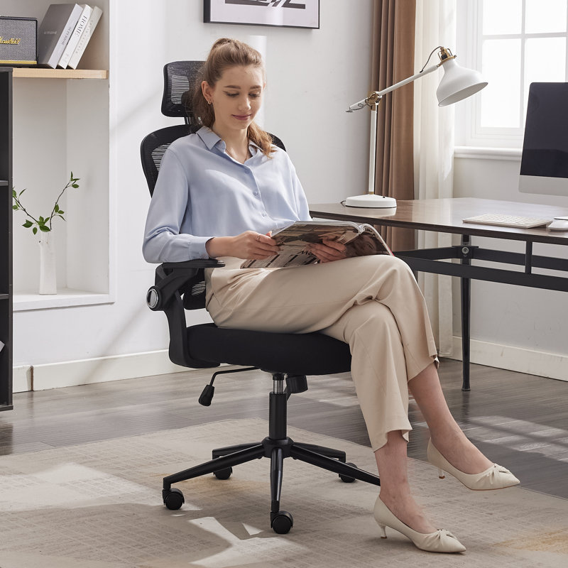 Tarangini Office Chair with Headrest, Black, Black