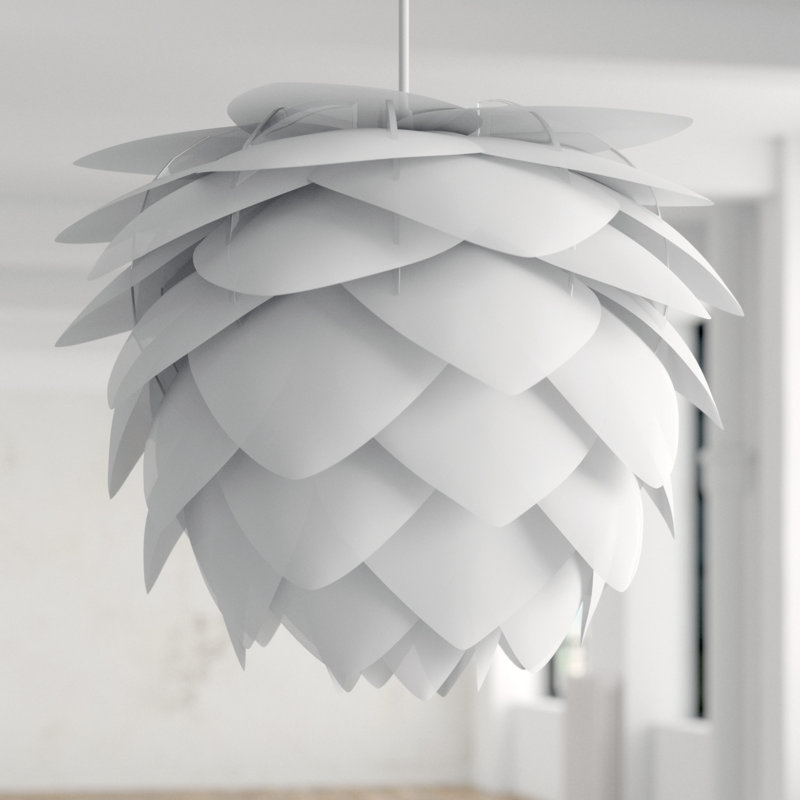 Luminaire suspendu unique en son genre à 1 lumière, Blanc, blanc, H 17,7 po x l 17,7 po x P 17,7 po