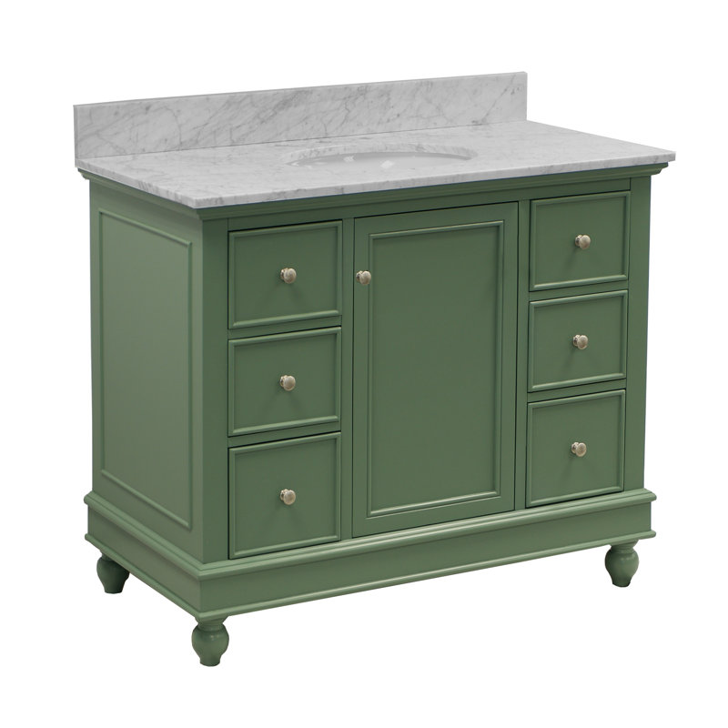 Ensemble de meuble-lavabo simple 42 po Ferdinand, Marbre de Carrare, Sauge vert
