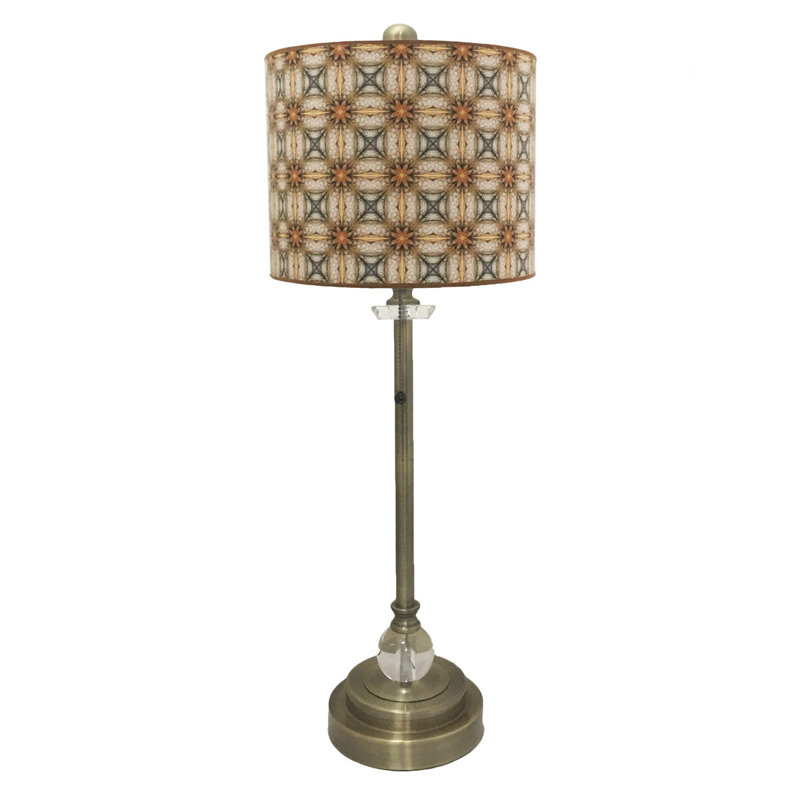 Beyers Crystal Buffet Lamp, Antique Brass