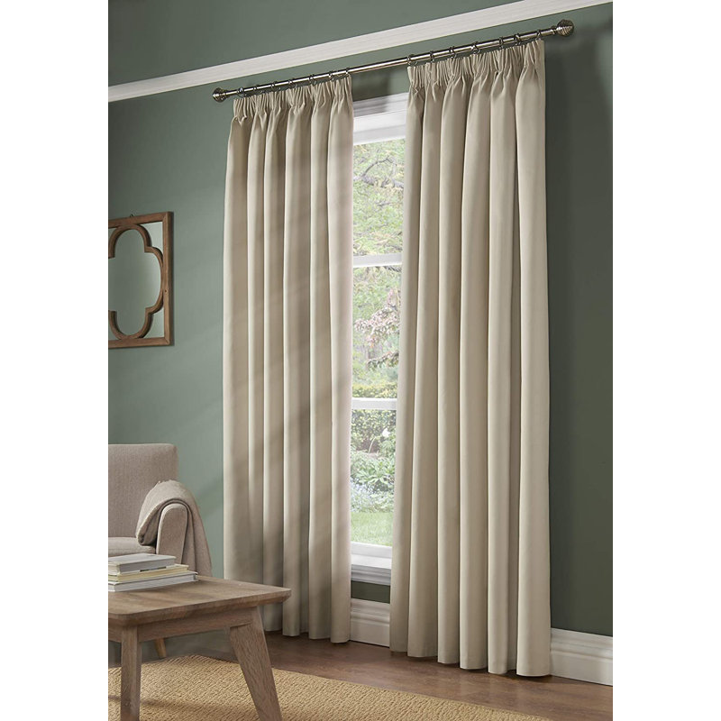 Beauvallon Blackout Thermal Pencil Pleat Curtains, 104 W x 137 D cm, Cream