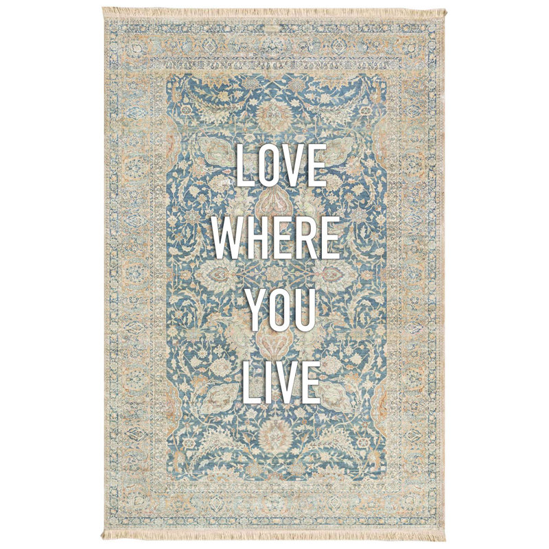 Faded Persian Sapphire Border Rug