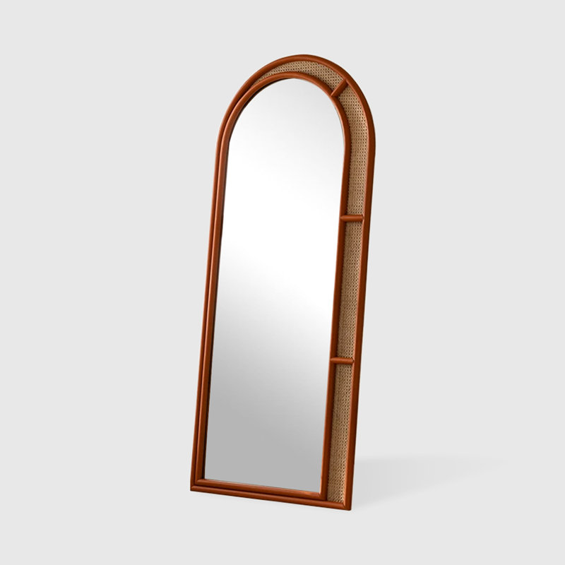 Half-Circle Solid Wood+Rattan Full Length Mirrors, 78.74" H x 39.37" W