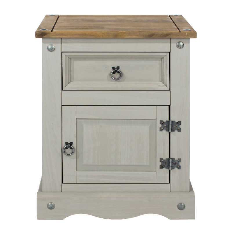 Esam 20.87'' W Solid Wood Nightstand, Gray/Antique Brown