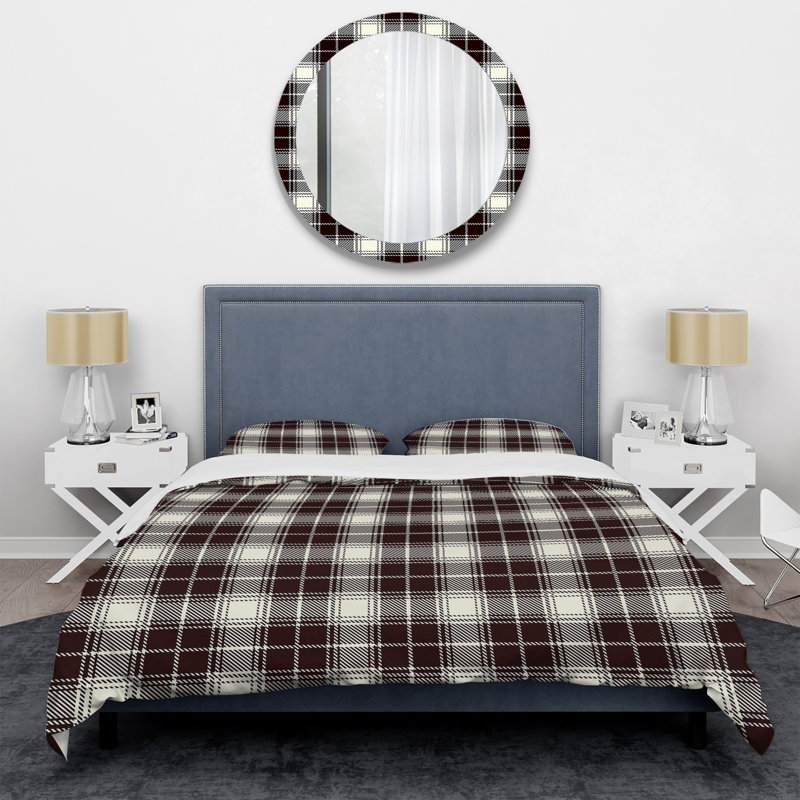 Ensemble de housse de couette en microfibre noir / crème 3 pièces, Housse de couette pour grand lit et 2 taies décor