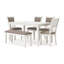 Ensemble de table de salle à manger 6 pièces Berg, bois gris blanc, 4 chaises et 1 banc