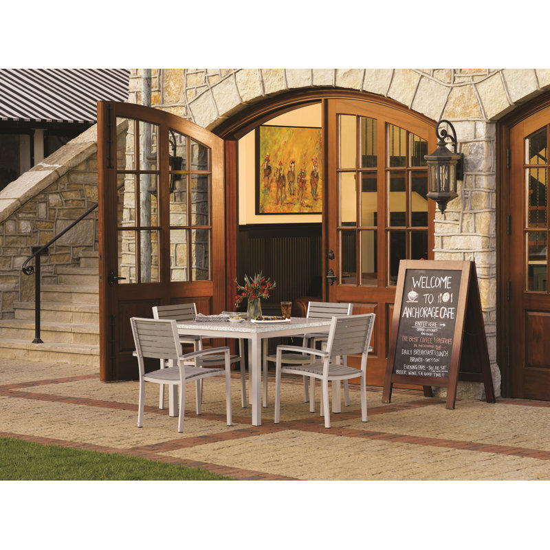 Travira Outdoor Square Dining Table, Tekwood Vintage, Flint