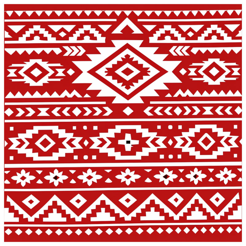 Red Tribal Pattern Quilted Bedspread All Sizes, Full / Double