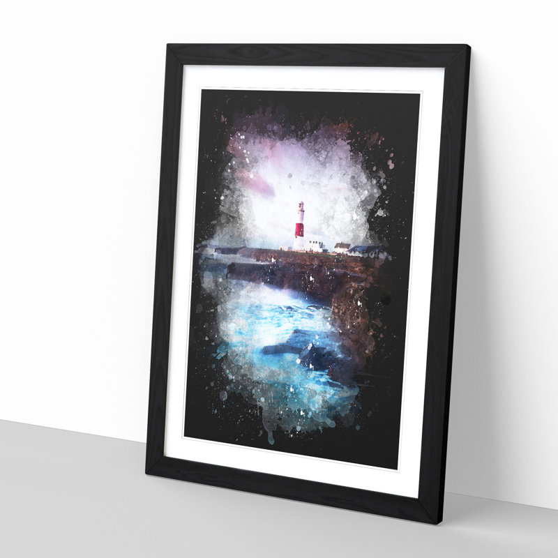 Portland Bill Lighthouse in Dorset Abstract - Picture Frame Graphic Art Print, Black Framed, 63cm H x 45cm W x 2cm D