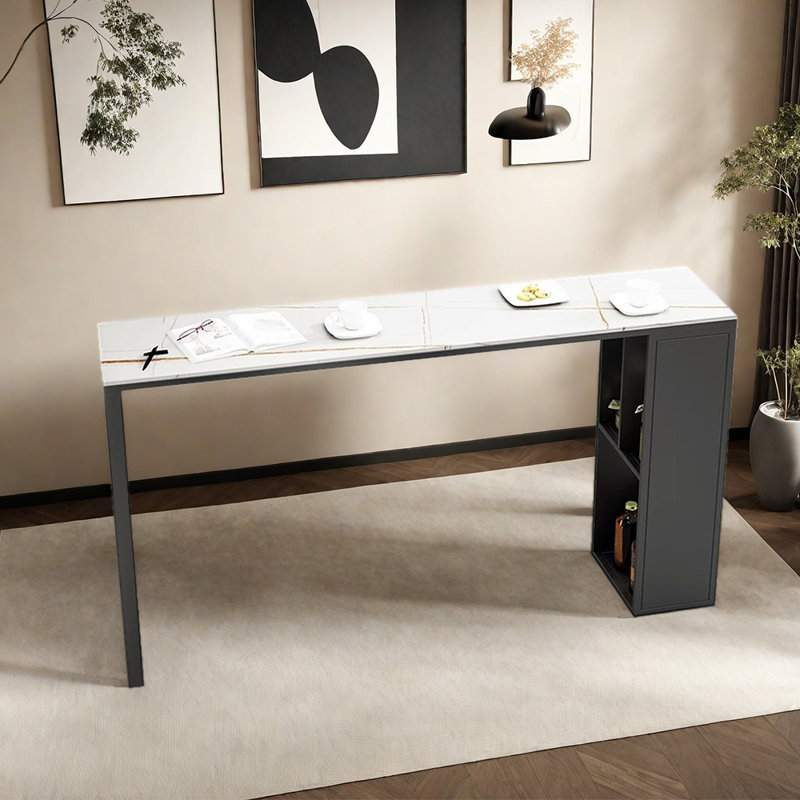 Table de bar moderne et simple, H 41,3 po x L 62,9 po x l 15,7 po, Blanc