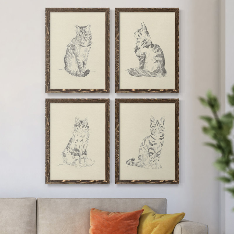 Toile encadrée de qualité supérieure House Cat I - prête à être accrochée, H 20 po x l 68 po x P 1,5 po, Noyer
