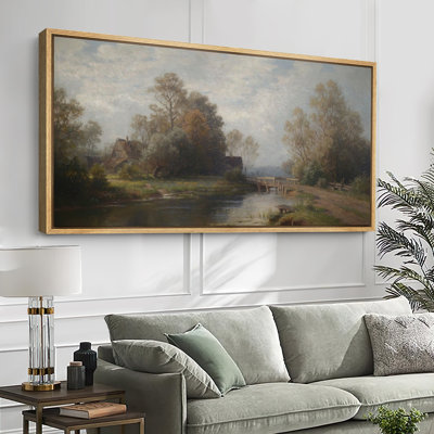 "Countryside Cottage" par River, reproduction d'art sur toile encadrée - décor de paysage classique