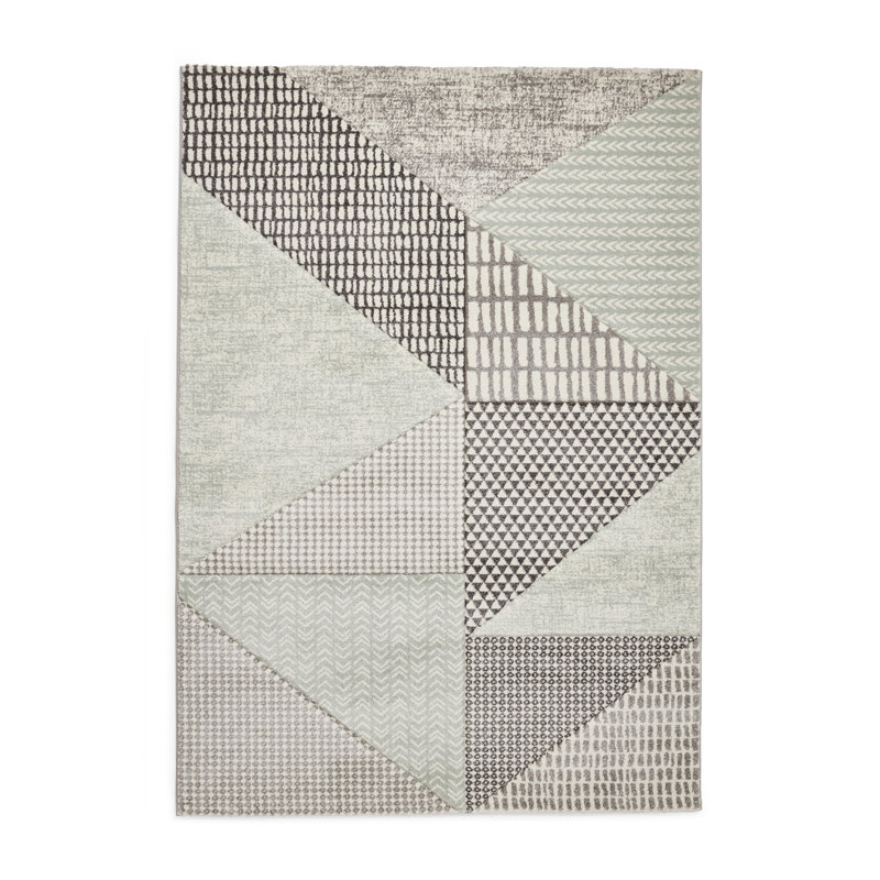 Geometric 80cm X 150cm Area Rug, Rectangle 160 x 230 cm, Sage Green/Grey